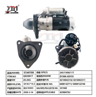 24V motorstartermotor D150A 6D155 Dieselmotor accessoires 0210002310 0210002311 6008132711 6008132740 voor NIKKO