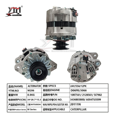 24V 55A alternator A004TU3599 3436803800 10R7561 voor Mitsubishi D06FR Caterpillar 3066 Motor
