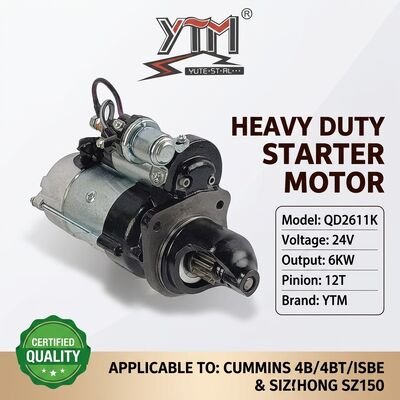 24V 12T 6KW Startmotor QD2611K Voor Cummins 4B 4BT 4BTA ISBE Motor OE 3968130 4929600 Voor Shantui SZ150 Graafmachine