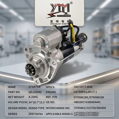 QDJ2654C 24V 7.8KW 10T Startmotor voor zwaar materieel 4882807 4380004441 STN5861ML STN5861SK 31572N voor C7.1 Graafmachine