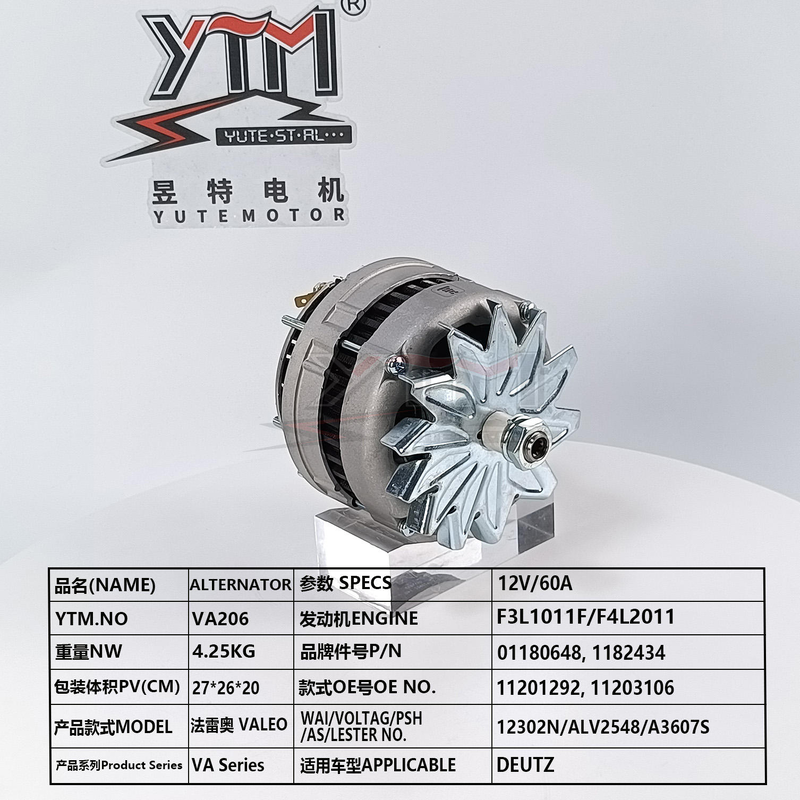 YTM VA206 12V 60A Dynamo 439190 11201292 11203106 voor Deutz F3L1011F F4L2011 Motor