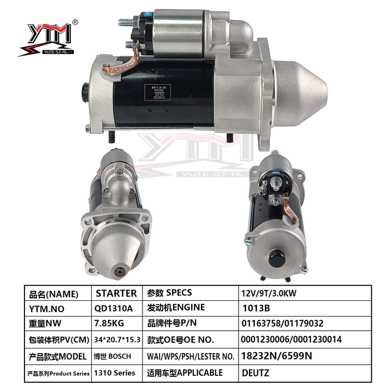 12V 3.0KW 9T Startmotor 0001230006 0001230014 Lester 18232N 6599N voor Deutz 1013B Motor