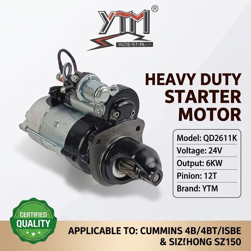 24V 12T 6KW Startmotor QD2611K Voor Cummins 4B 4BT 4BTA ISBE Motor OE 3968130 4929600 Voor Shantui SZ150 Graafmachine